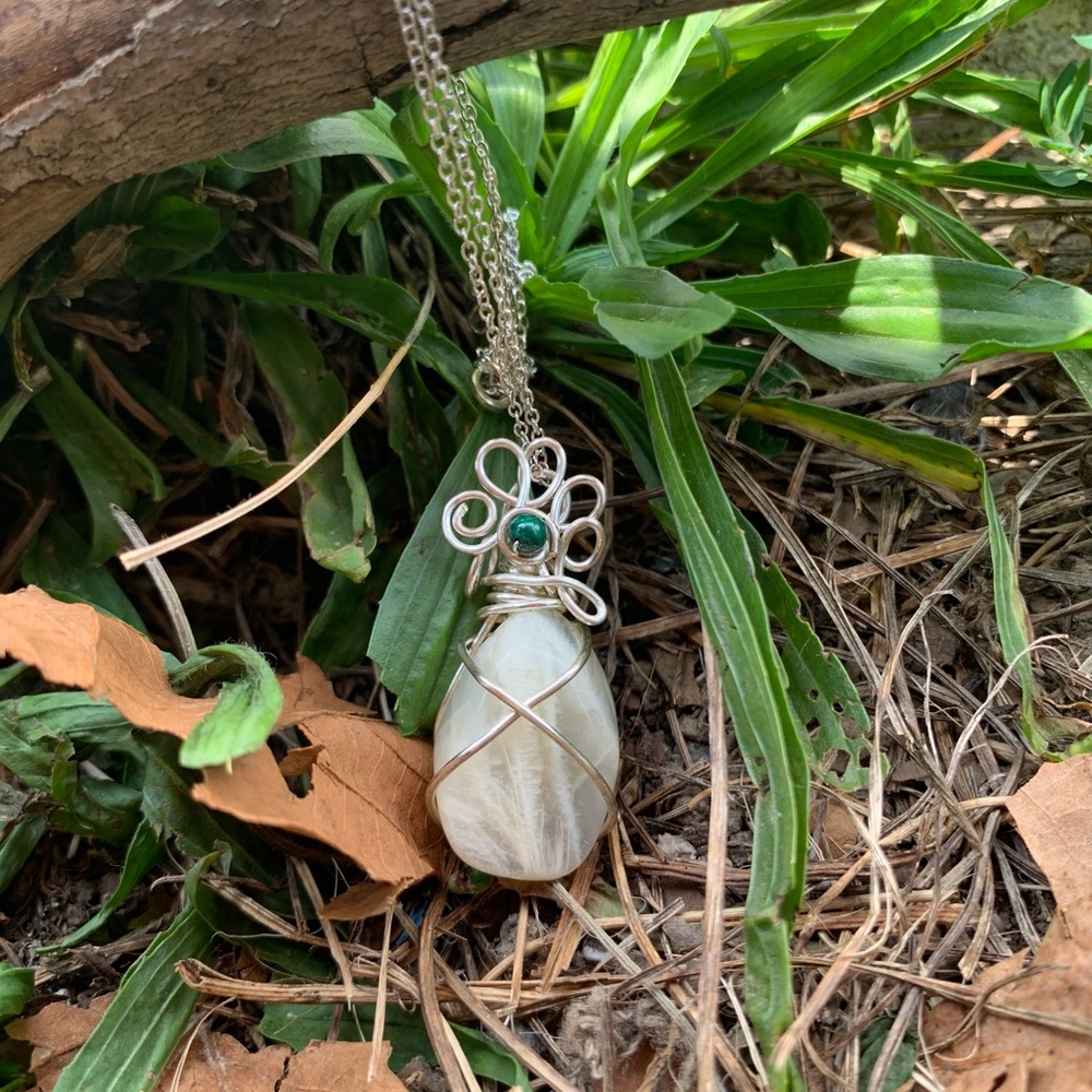 Moonstone with Malachite accent